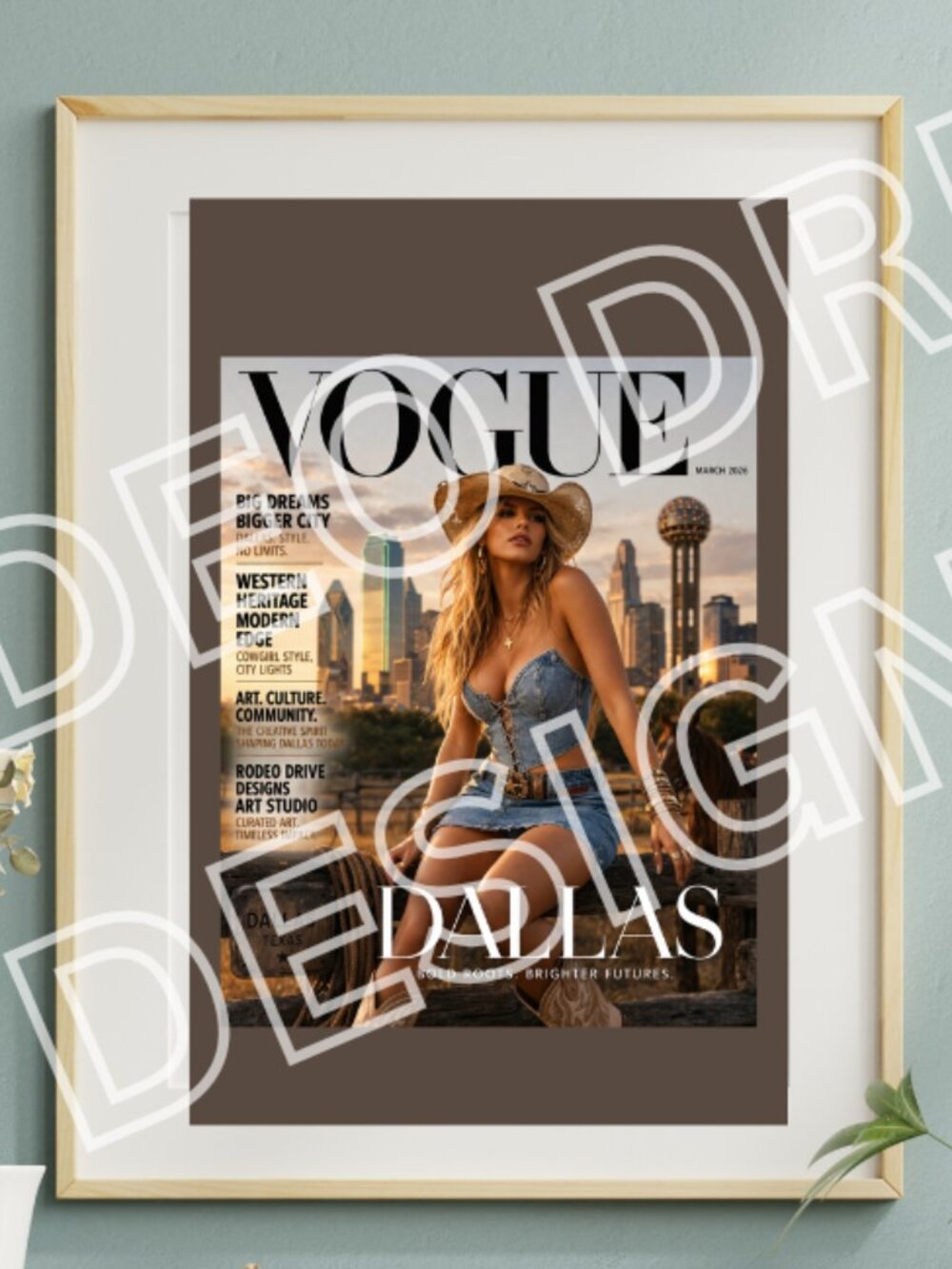 Vogue Inspired Dallas Fashion Wall Art 11x17 Unframed